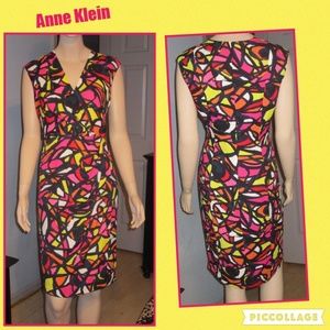 Anne Klein Wrap-Top Sleeveless Dress - Multi-color